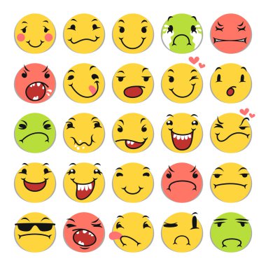 karikatür gülümseme Icons set