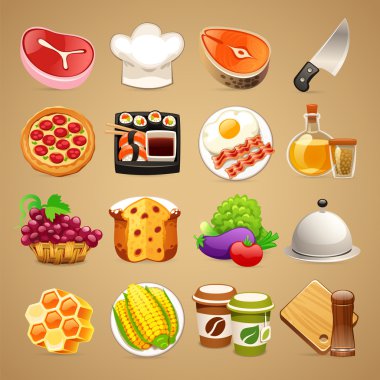 yemek ve mutfak aksesuarları simgeler set1.1