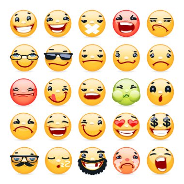 karikatür yüz ifadesi gülümseme Icons set