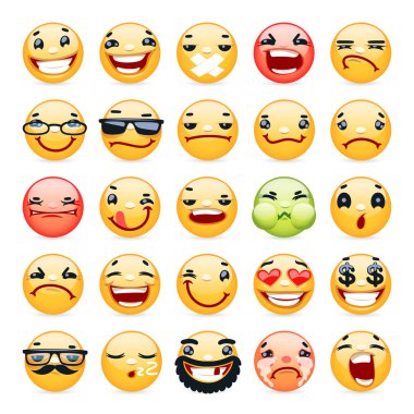 Cartoon Facial Expression Smile Icons Set clipart