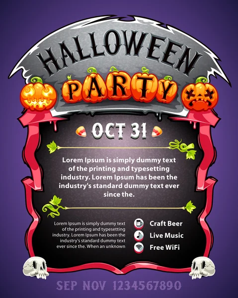 Cartel de fiesta de Halloween — Vector de stock