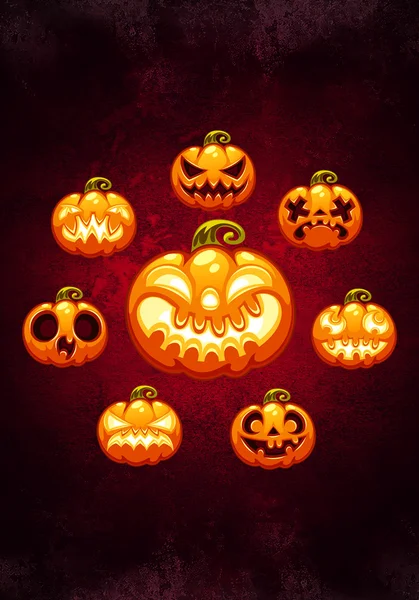 Halloween tecknad pumpor kort — Stockfoto