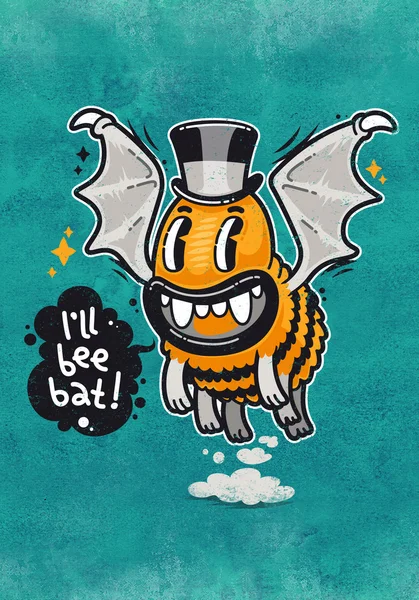 Kreslený monstrum nemocné včely netopýr — Stock fotografie