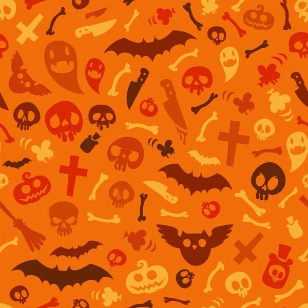 Halloween symboler Seamless mönster Orange — Stock vektor