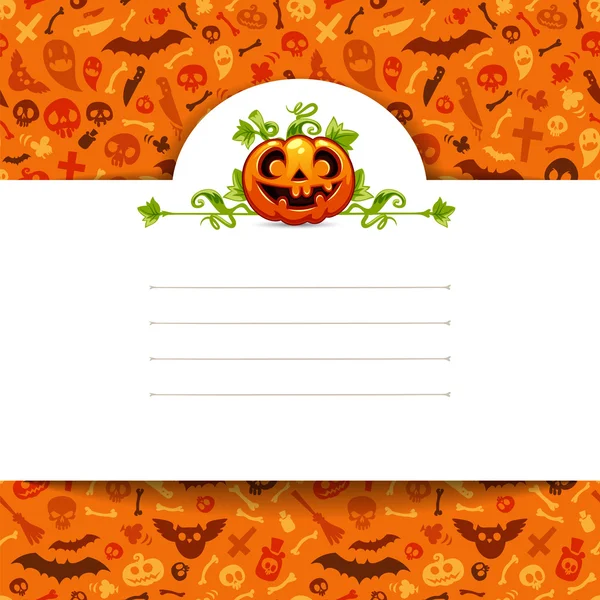 Fehér papírlap, tök, Halloween háttér — Stock Vector