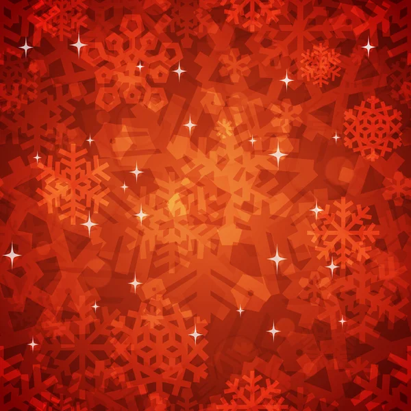 Patrón de copos de nieve rojo brillante sin costuras para el diseño de Navidad — Vector de stock