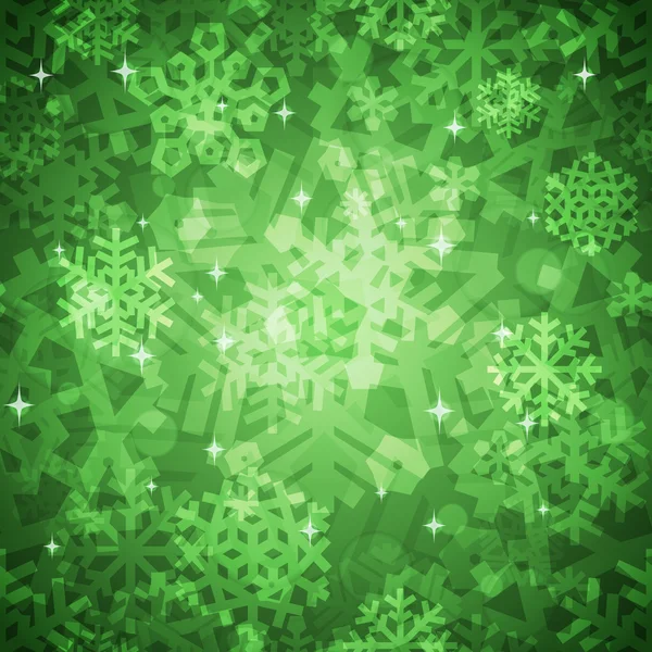 Patrón sin costura de copos de nieve verde brillante para el diseño de Navidad — Archivo Imágenes Vectoriales