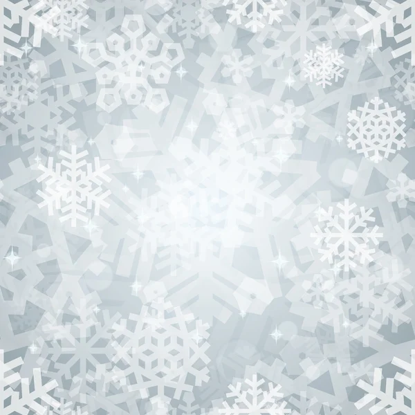 Błyszczące srebrne płatki śniegu światło wzór na Boże Narodzenie Des — Wektor stockowy