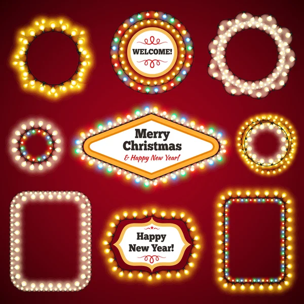 Marcos de luces de Navidad con un espacio de copia Set3 — Vector de stock