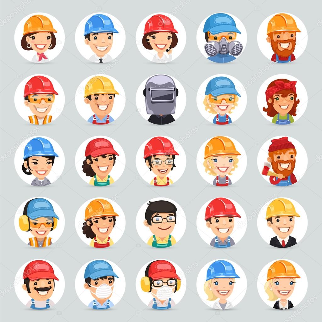 Builders Cartoon Characters Icons Set1.2