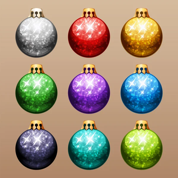 Ensemble de boules de Noël avec paillettes — Image vectorielle