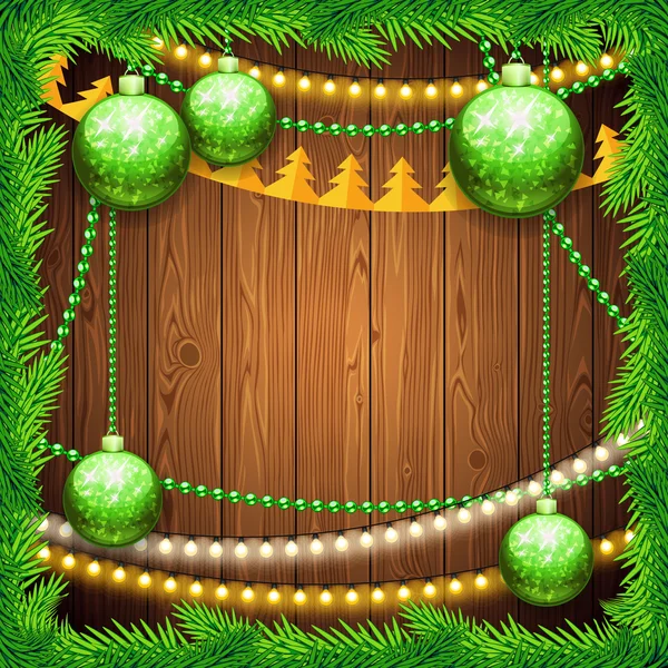 Fond de Noël avec des boules vertes — Image vectorielle