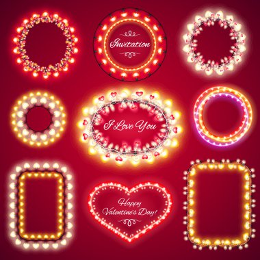 Valentines Lights Frames with a Copy Space Set1 clipart