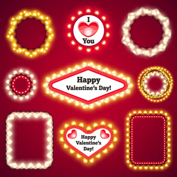 Valentines světla dekorace Set3 — Stockový vektor