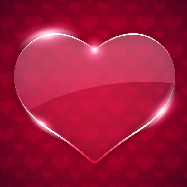 Verre Valentine Coeur sur fond rouge — Image vectorielle