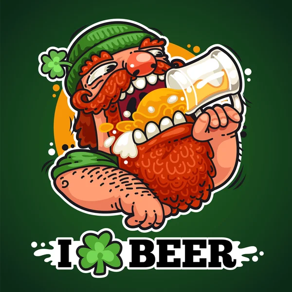 Patrick With Beer — Stock Vector
