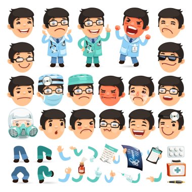 Set of Cartoon Doctor Character for Your Design or Aanimation