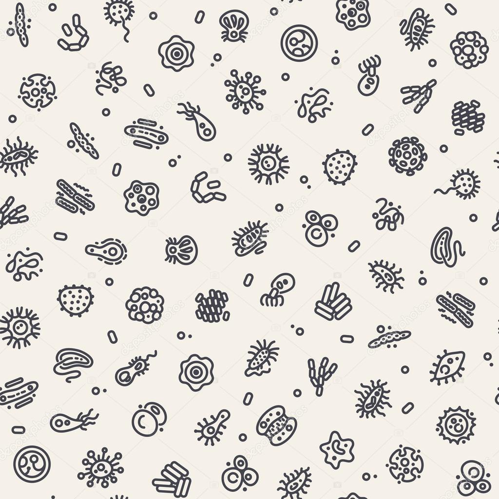 Light Seamless Pattern with Bacteria and Germs