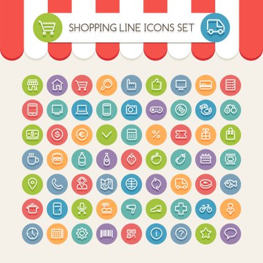 Icons Set yuvarlak Line alışveriş