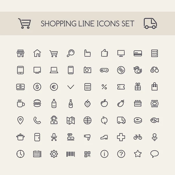 Shopping Line Icons schwarz gesetzt lizenzfreie Stockvektoren