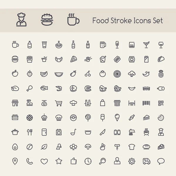 Set of Stroke Food Icons — Stock Vector
