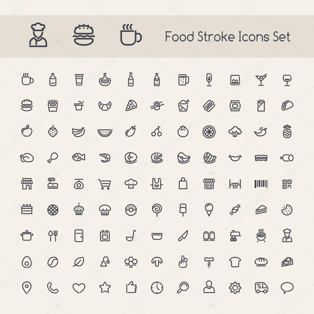 Set of Stroke Food Icons