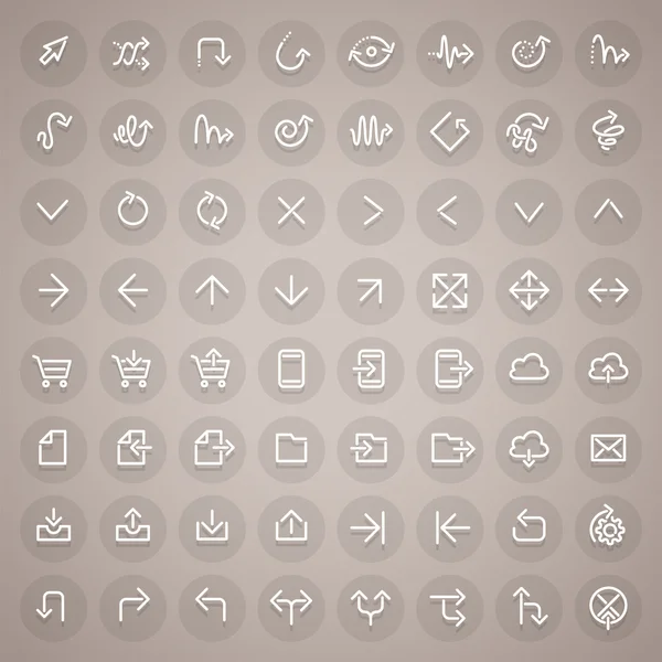 Stroke Arrow Round Icons Set — Stock Vector