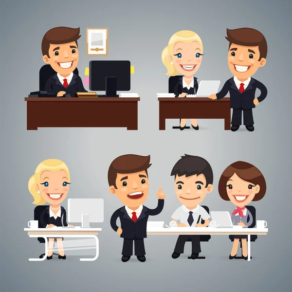 Les hommes d'affaires à la table Travail d'équipe — Image vectorielle