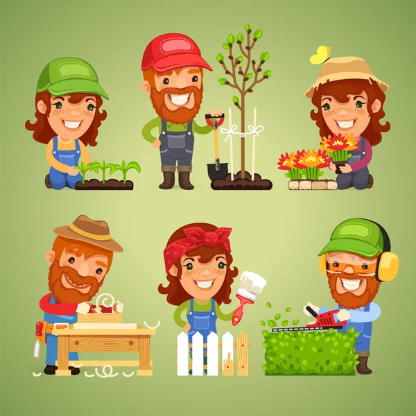 Agricoltori a Primavera Set di lavoro — Vettoriale Stock