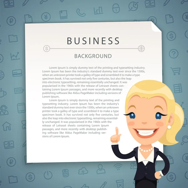 Aquamarine Business Background with Business-Lady — Stock Vector