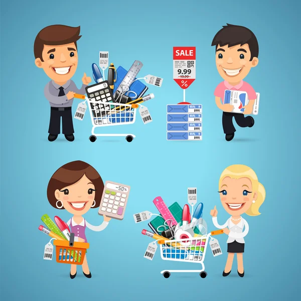 Buyers in Stationery Shop — Stock Vector