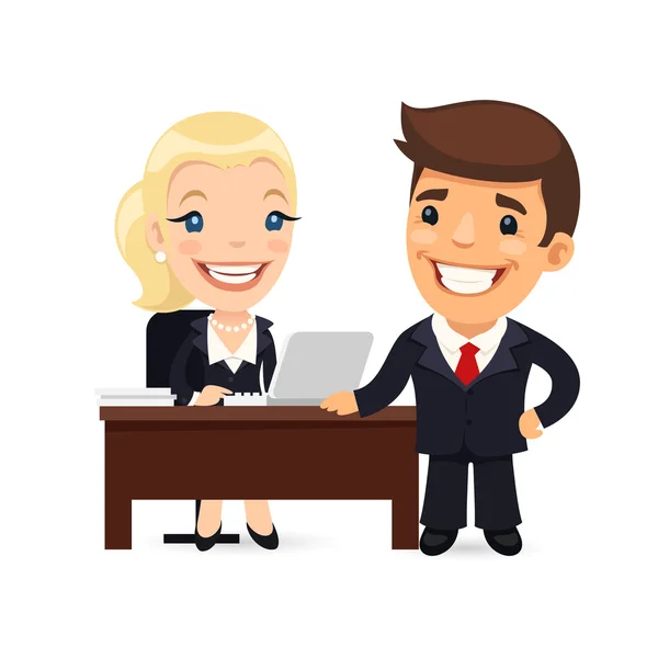 Boss and Secretary Planning Business Day — Stock Vector