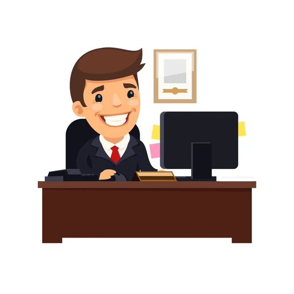 Boss Sitting at His Desk — Stock Vector