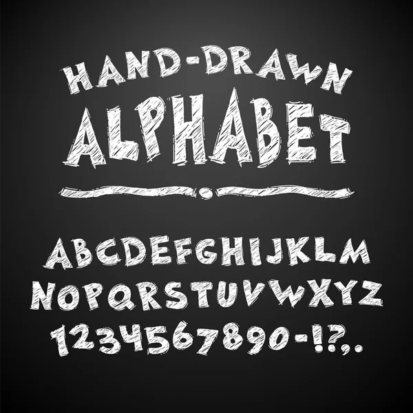 Hand Drawn Chalked Alphabet on Blackboard — Stock Vector