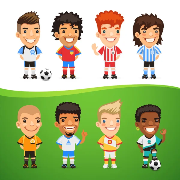 Dessin animé Joueurs internationaux de football ensemble — Image vectorielle