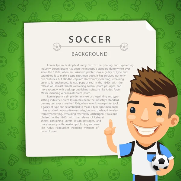 Fondo verde con jugador de fútbol — Vector de stock