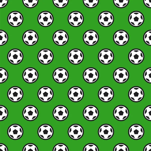 Pelota de fútbol sobre fondo verde sin costuras — Vector de stock