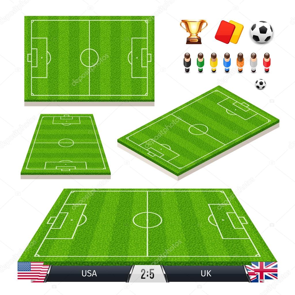 Vector Illustration set of Soccer Fields in Four Different Positions