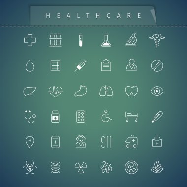 Sağlık ince Icons Set