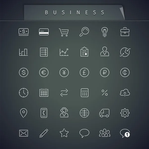 Business Thin Icons Set — Stock Vector