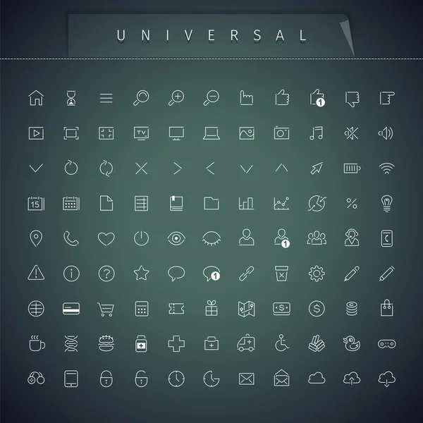 Universal Thin Icons Set — Stock Vector