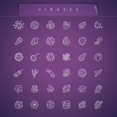 Viruses Thin Icons Set clipart