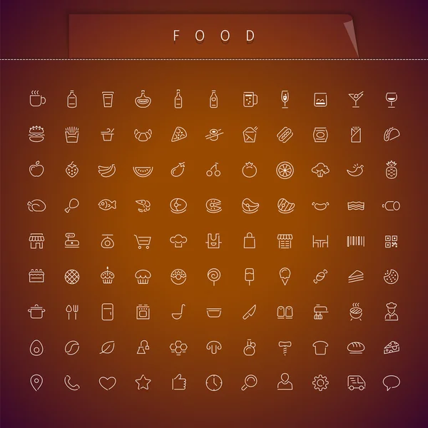 Food Thin Icons Set — Stock Vector