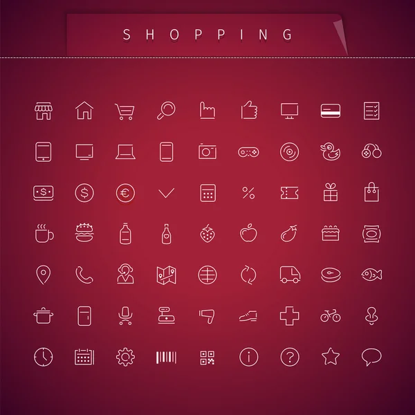 Shopping Thin Icons Set — Stock Vector