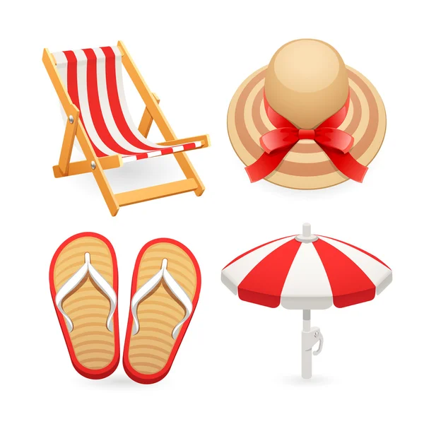 Beach Accessories Icons Set — Stock Vector