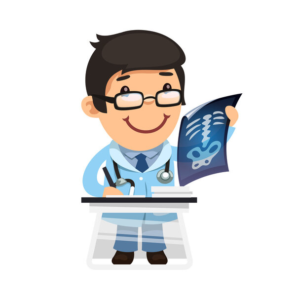 Radiologist Examines X-ray