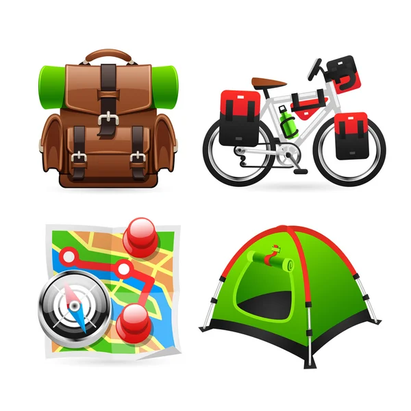 Coloridos iconos del turismo — Vector de stock