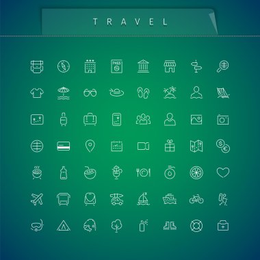 Seyahat ve tatil ince Icons Set