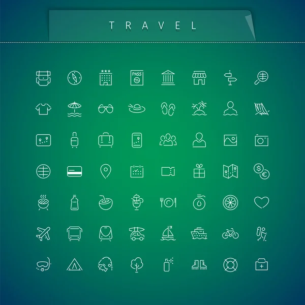 Travel and Vacation Thin Icons Set — Stock Vector