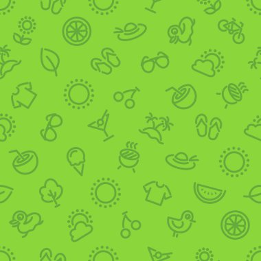Summer and Vacation Green Seamless Pattern
